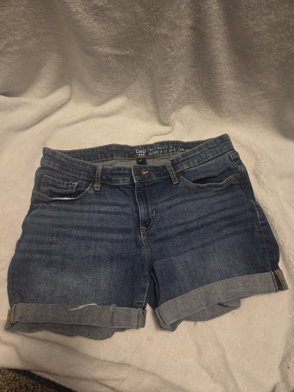 GAP Classic Medium Blue Denim Rolled-Hem Shorts